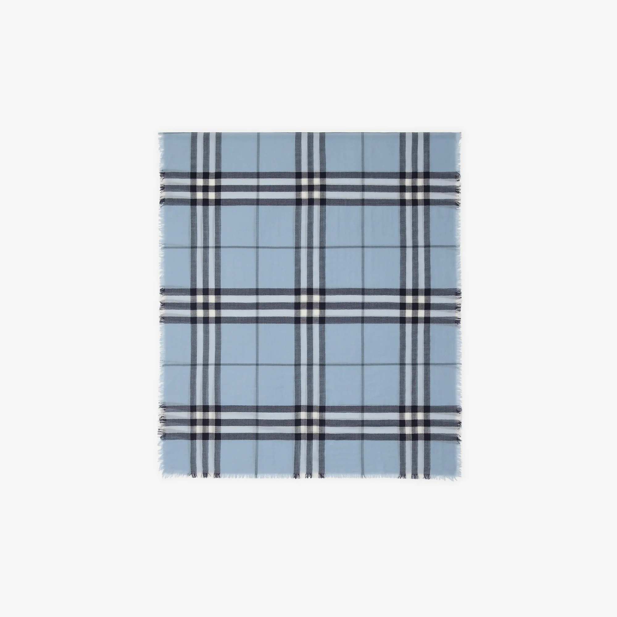 Wide Check Wool Scarf - 1