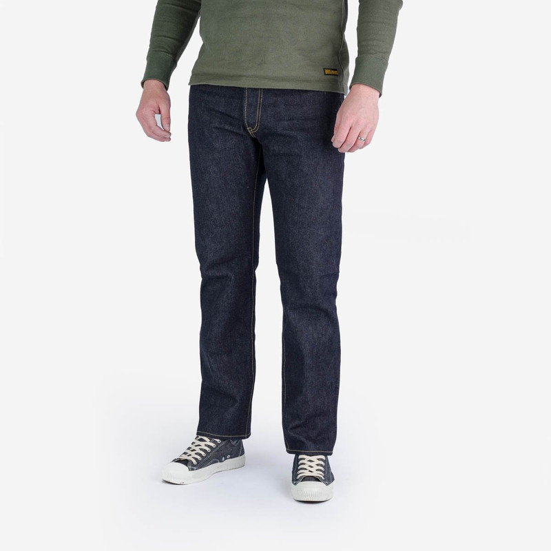 Iron Heart IH-888SBR-14 14oz Broken Twill Selvedge Denim Medium/High Rise Tapered Cut Jeans - Indigo outlook