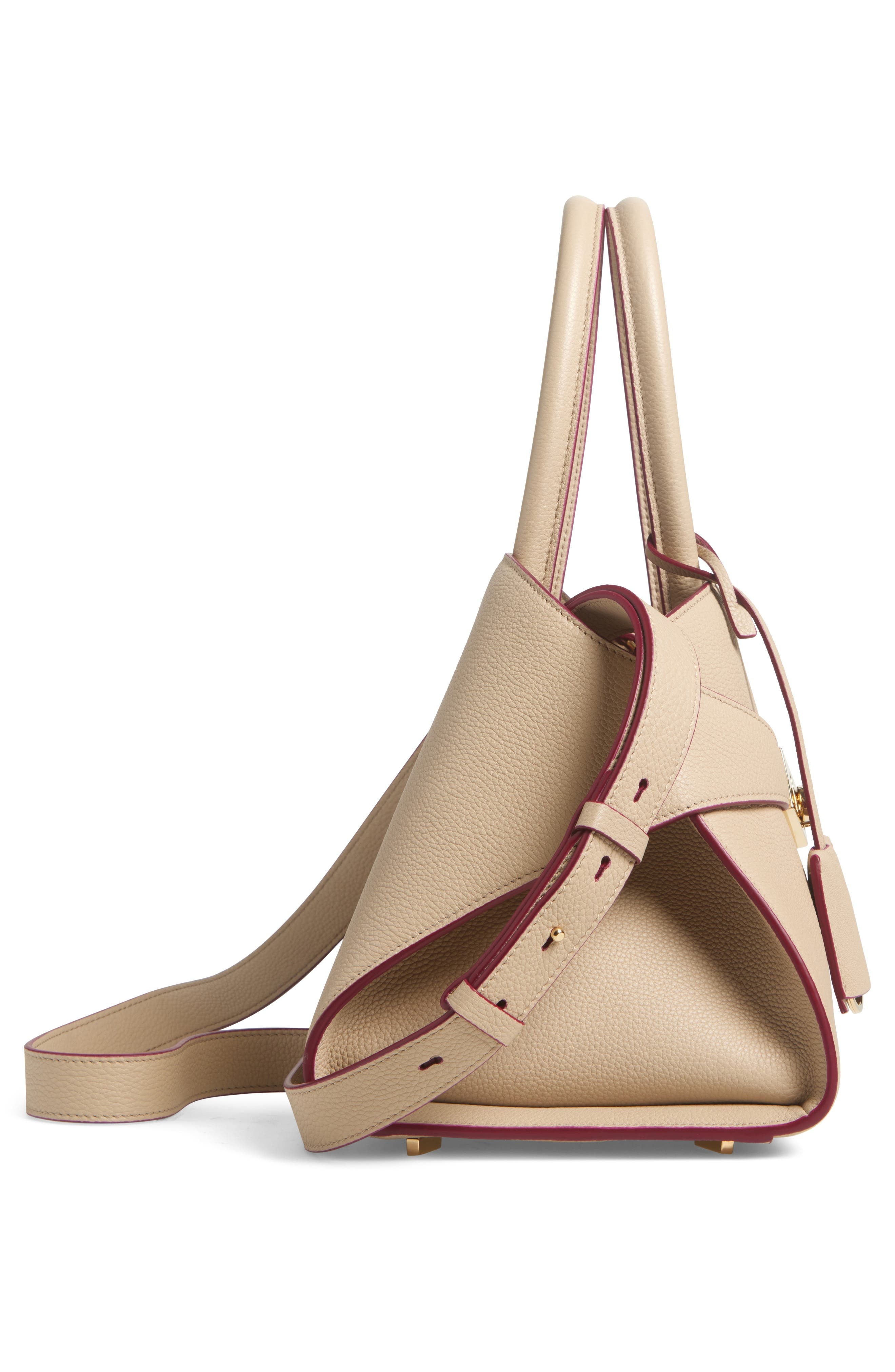 FERRAGAMO Small Hug Leather Top Handle Bag in Stone at Nordstrom - 5