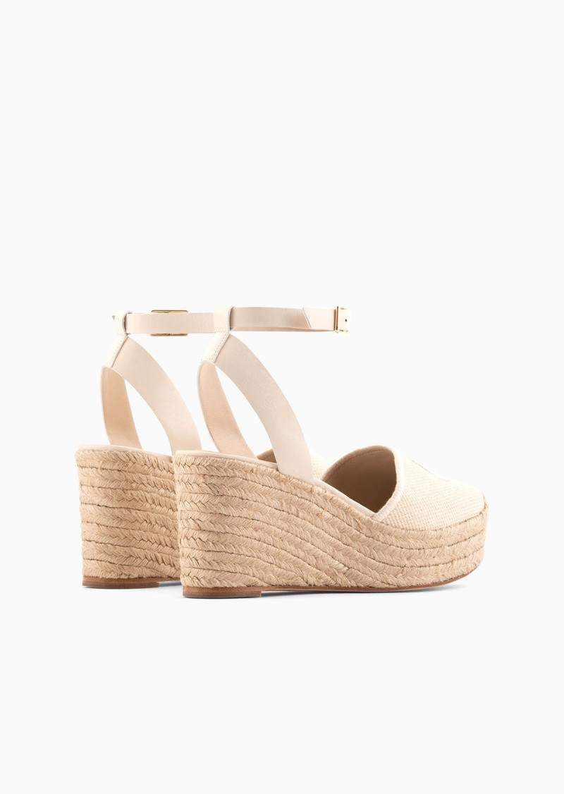 GIORGIO ARMANI Cotton espadrilles with wedges and embroidered logo outlook