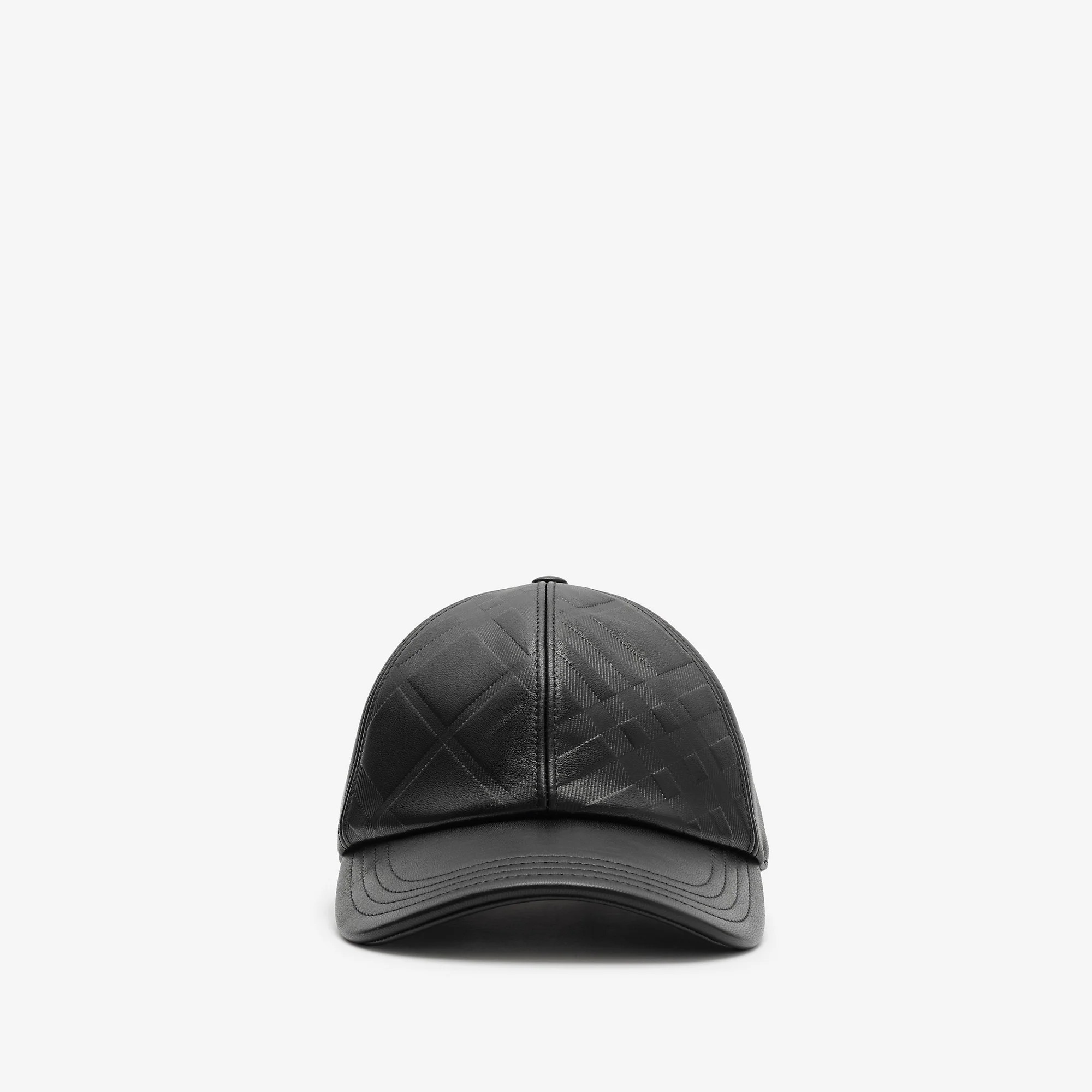 Embossed Check Leather Baseball Cap - 1