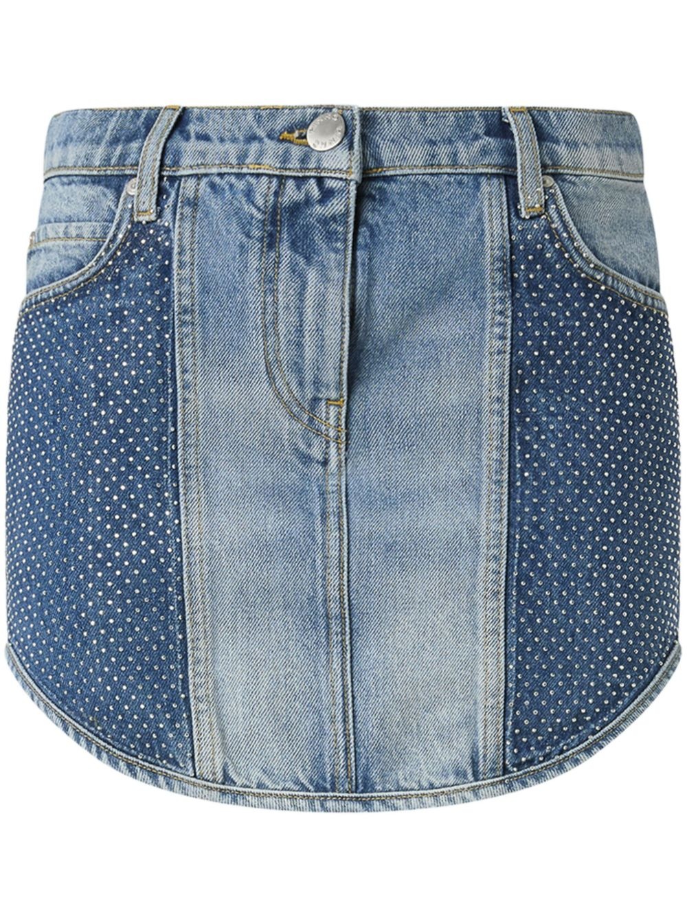 rhinestone-embellished denim skirt - 1