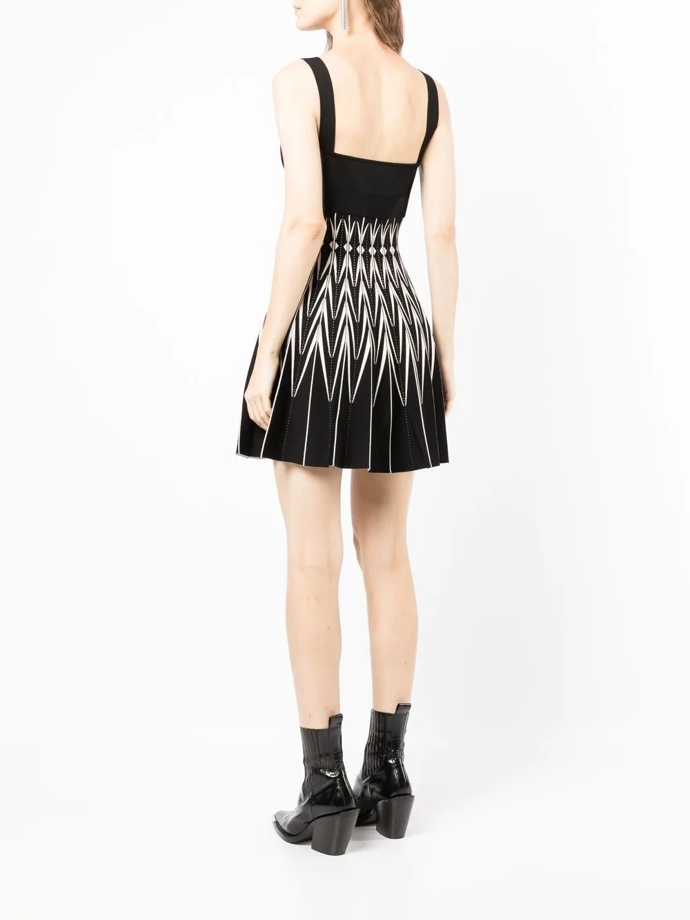 two-tone zig-zag print dress - 4