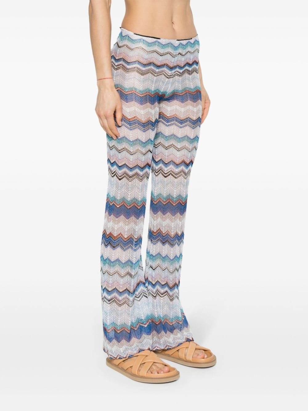 crochet-knit flared trousers - 3