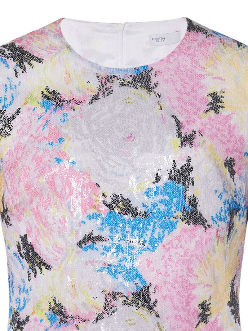 ROSETTA GETTY floral-print sequin-embellished T-shirt outlook