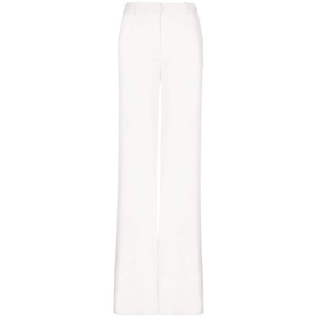 White crepe flared trousers - 1