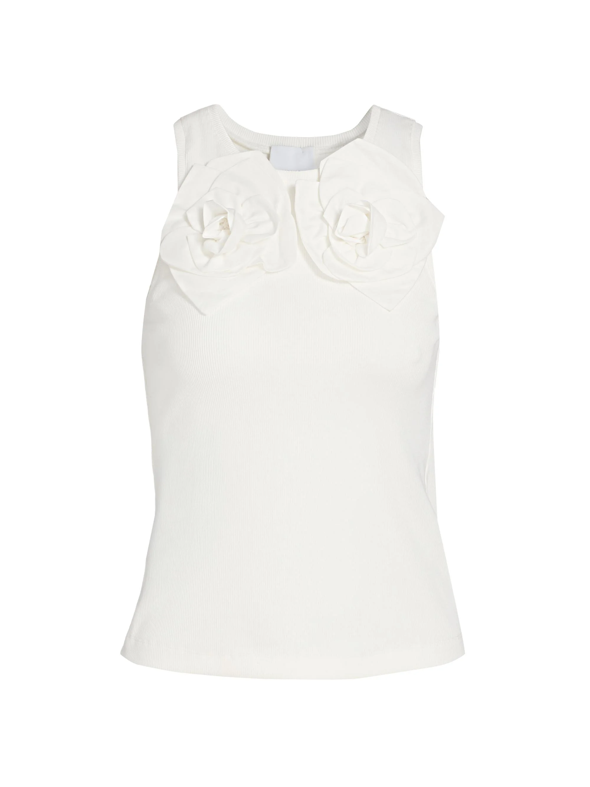 Women's Camille Flower Appliqué Cotton Tank - White - 1