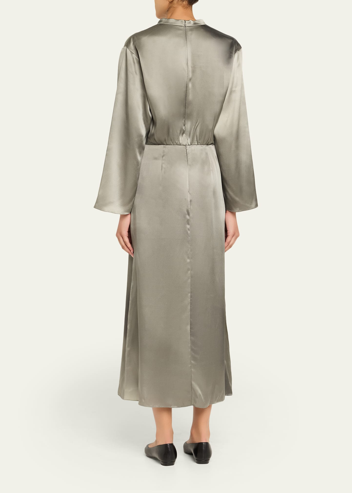 Ombre Print Silk Long-Sleeve Midi Dress - 3