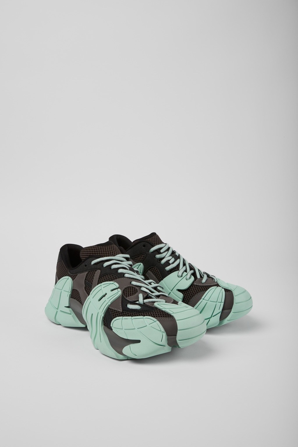 Gray and light green sneakers - 2
