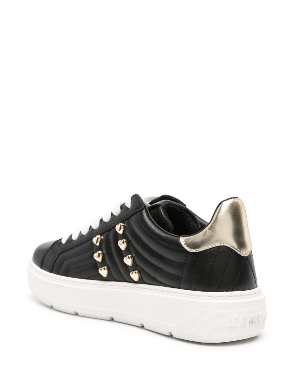 heart-stud quilted leather sneakers - 3