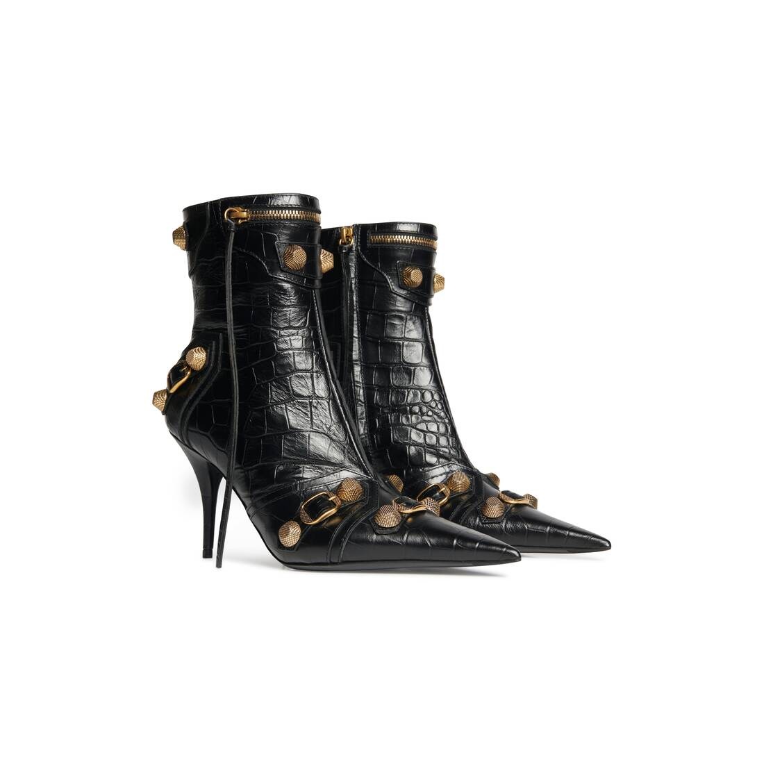 Women's Cagole 90mm Bootie Crocodile Embossed in Black - 2