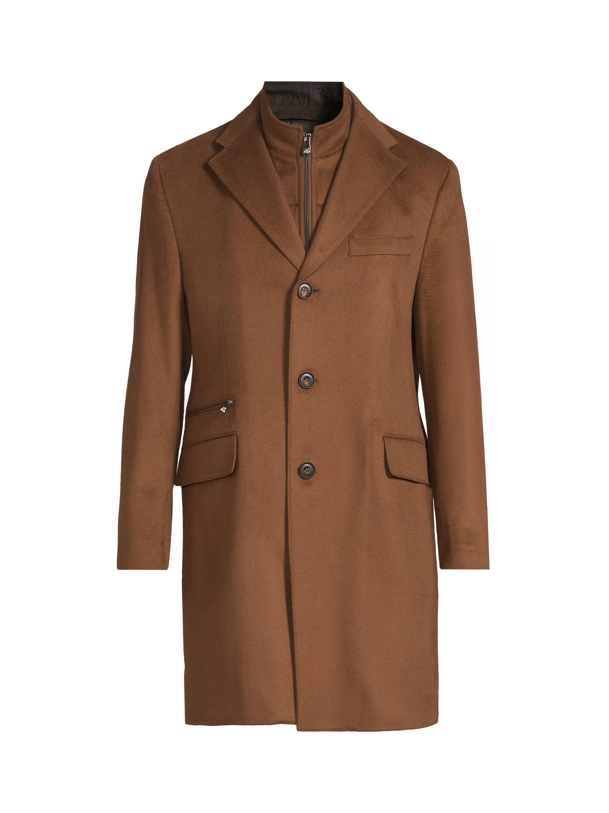 Men's Wool Single-Breasted Topcoat - Beige - 1