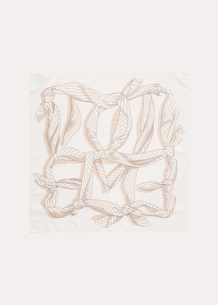 Knotted monogram silk scarf vanilla - 1