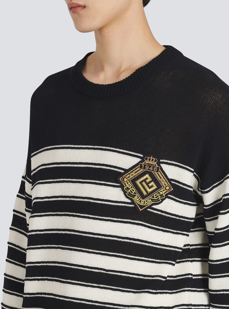 Nautical knit sweater with Balmain badge 6