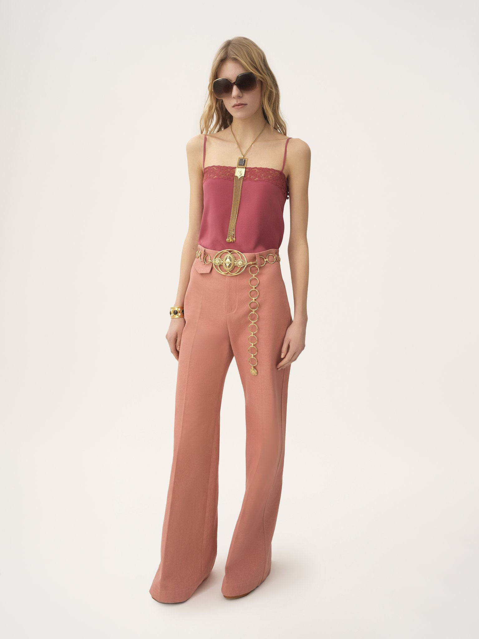 HIGH-RISE FLARED PANTS IN COTTON CANVAS - 4