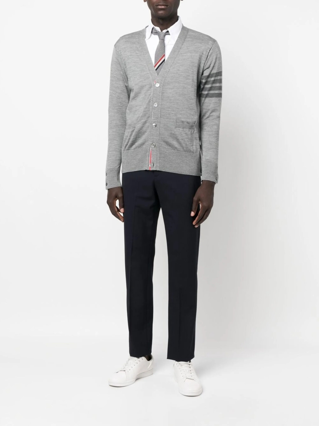 Wool 4-Bar V-Neck Cardigan Men - 2