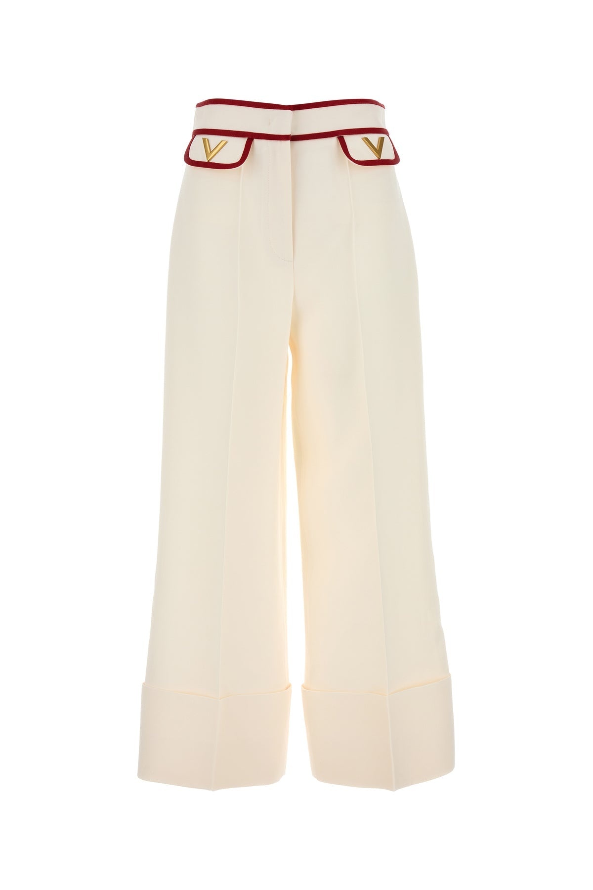 Valentino Garavani Women Ivory Crepe Pant - 1