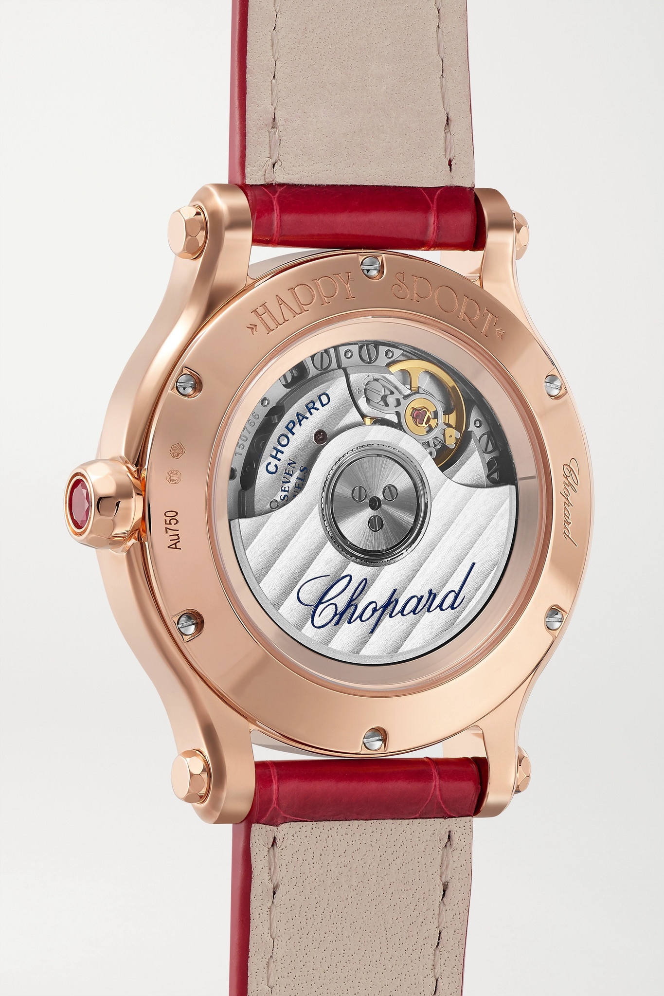 Happy Sport Automatic 33mm 18-karat rose gold, alligator, mother-of-pearl and diamond watch - 4