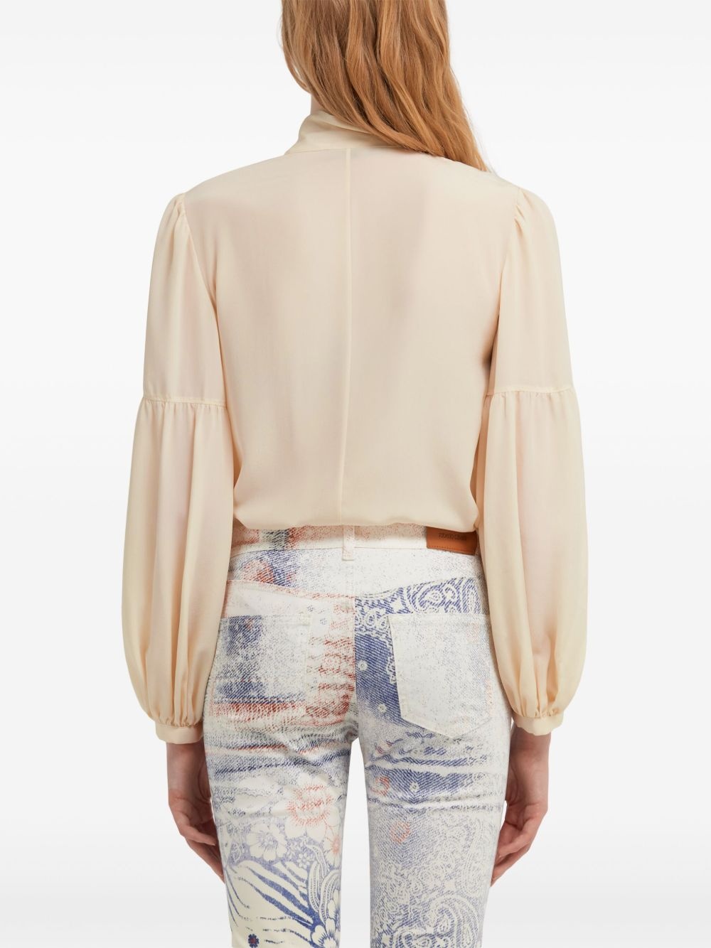 tie neckline silk blouse - 4