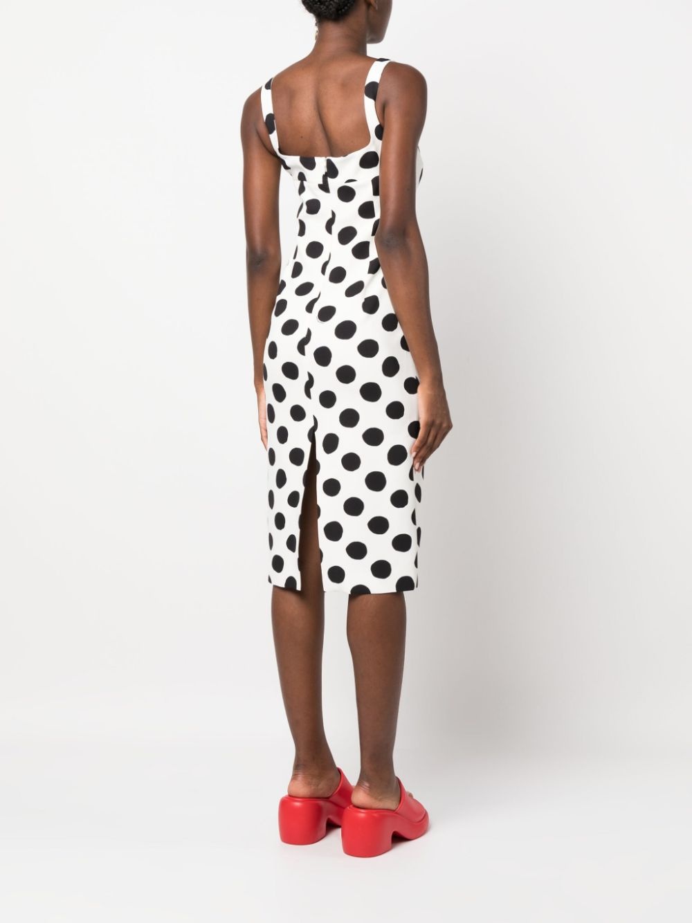 polka dot-print sleeveless midi dress - 4