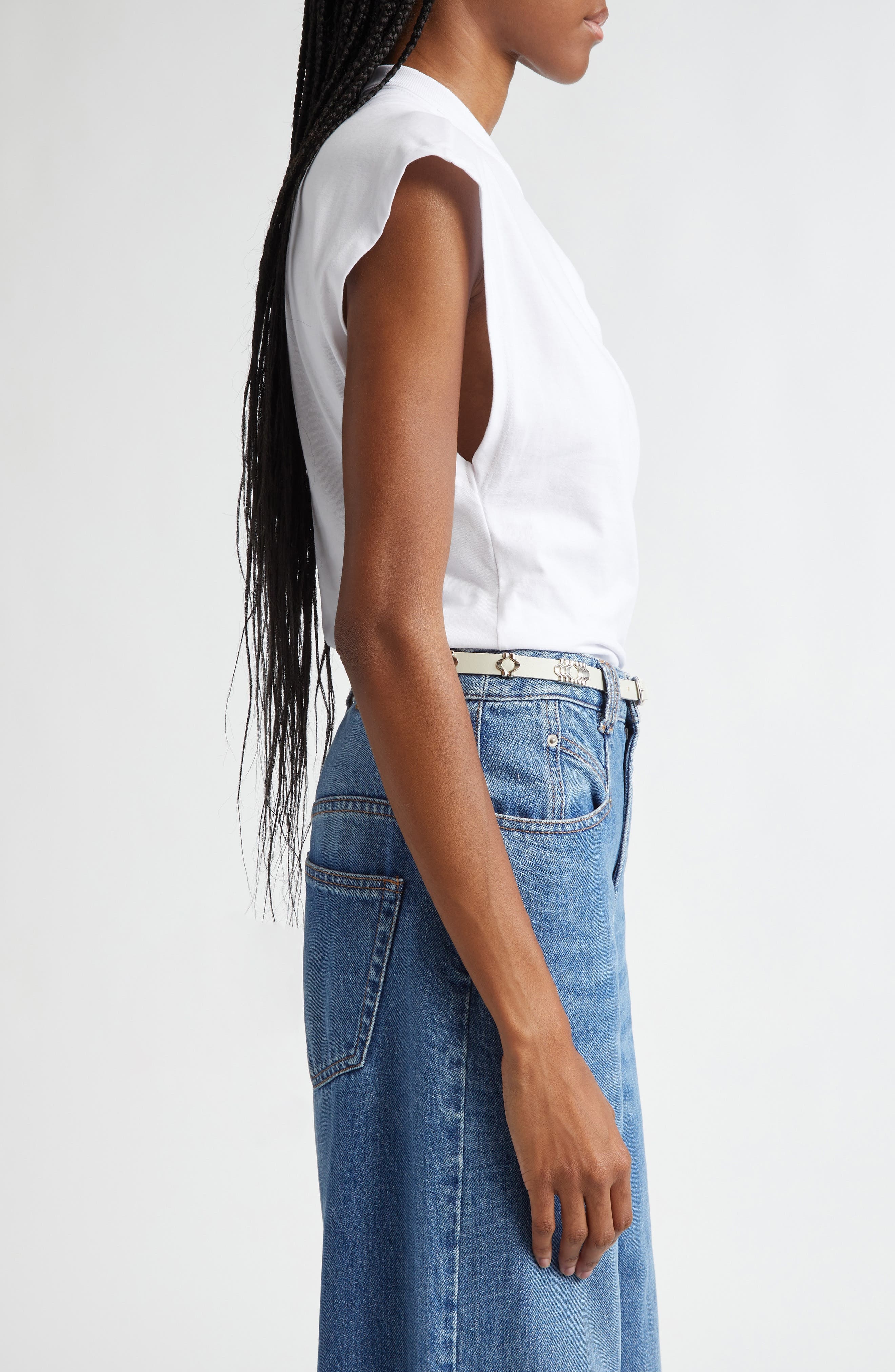 Isabel Marant Nayda Asymmetric Cotton Slub Top in White at Nordstrom - 4