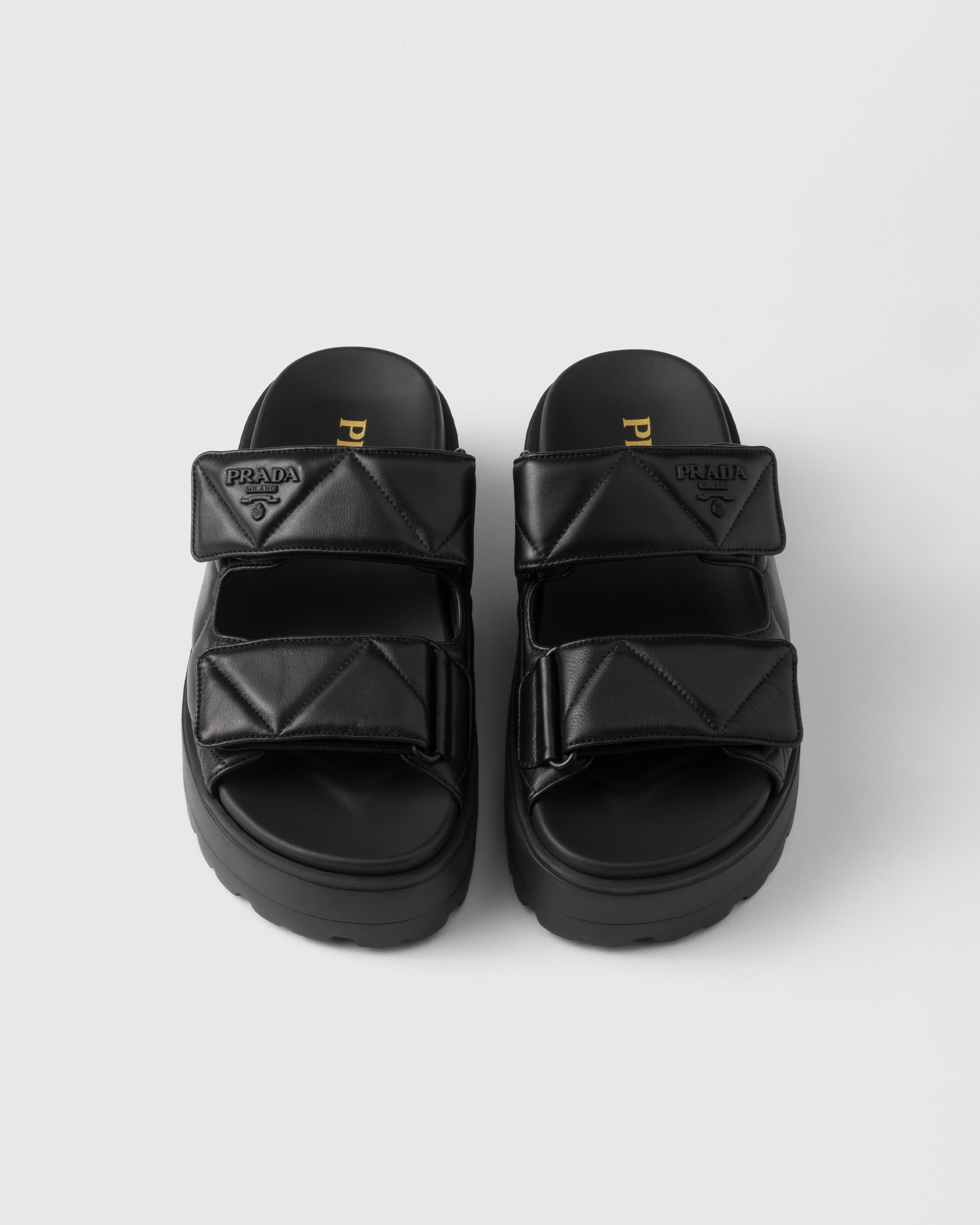 Padded nappa leather slides - 3