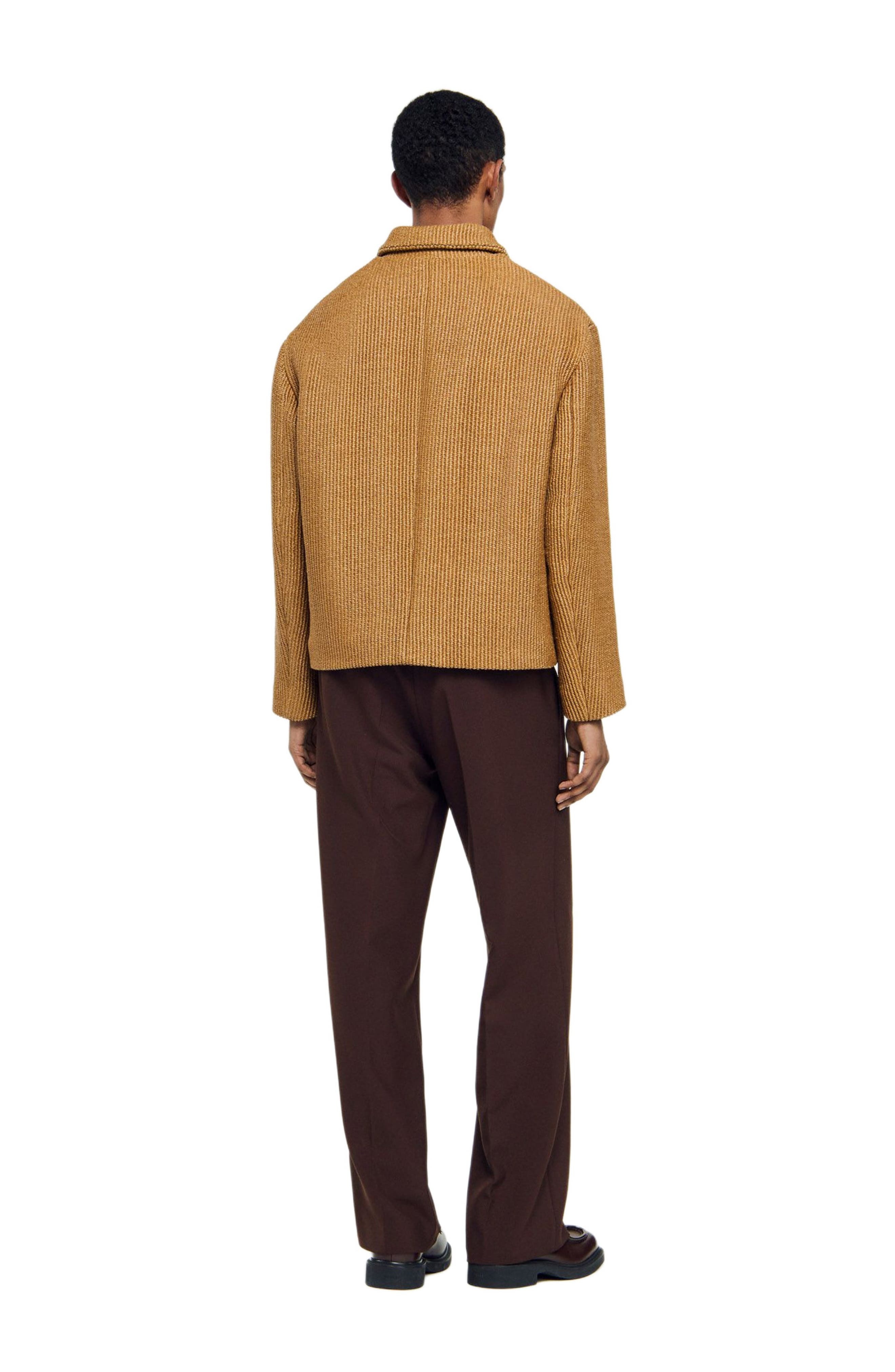 SANDRO Woven raffia jacket in Camel at Nordstrom - 2