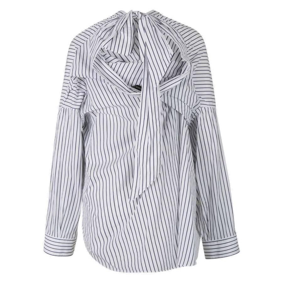 Balenciaga Pinstripe Knotted Shirt - 5