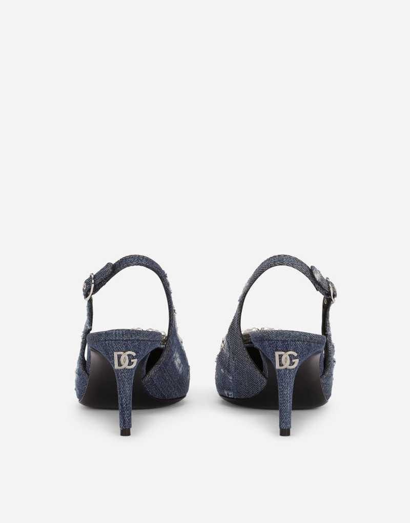 Dolce & Gabbana Patchwork denim slingbacks with rhinestone buckle outlook