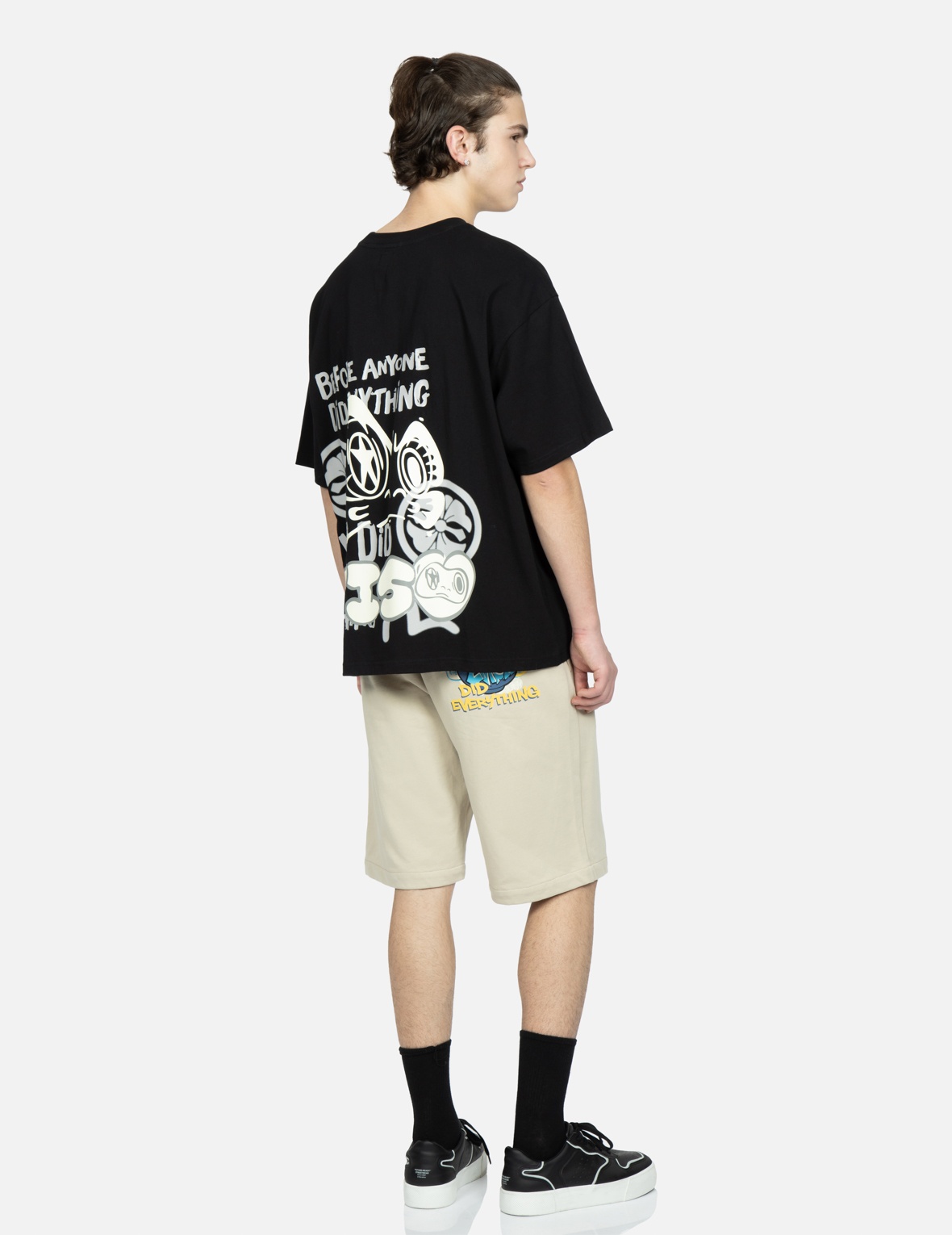 GRAFFITI DARUMA PRINT SWEAT SHORTS - 3