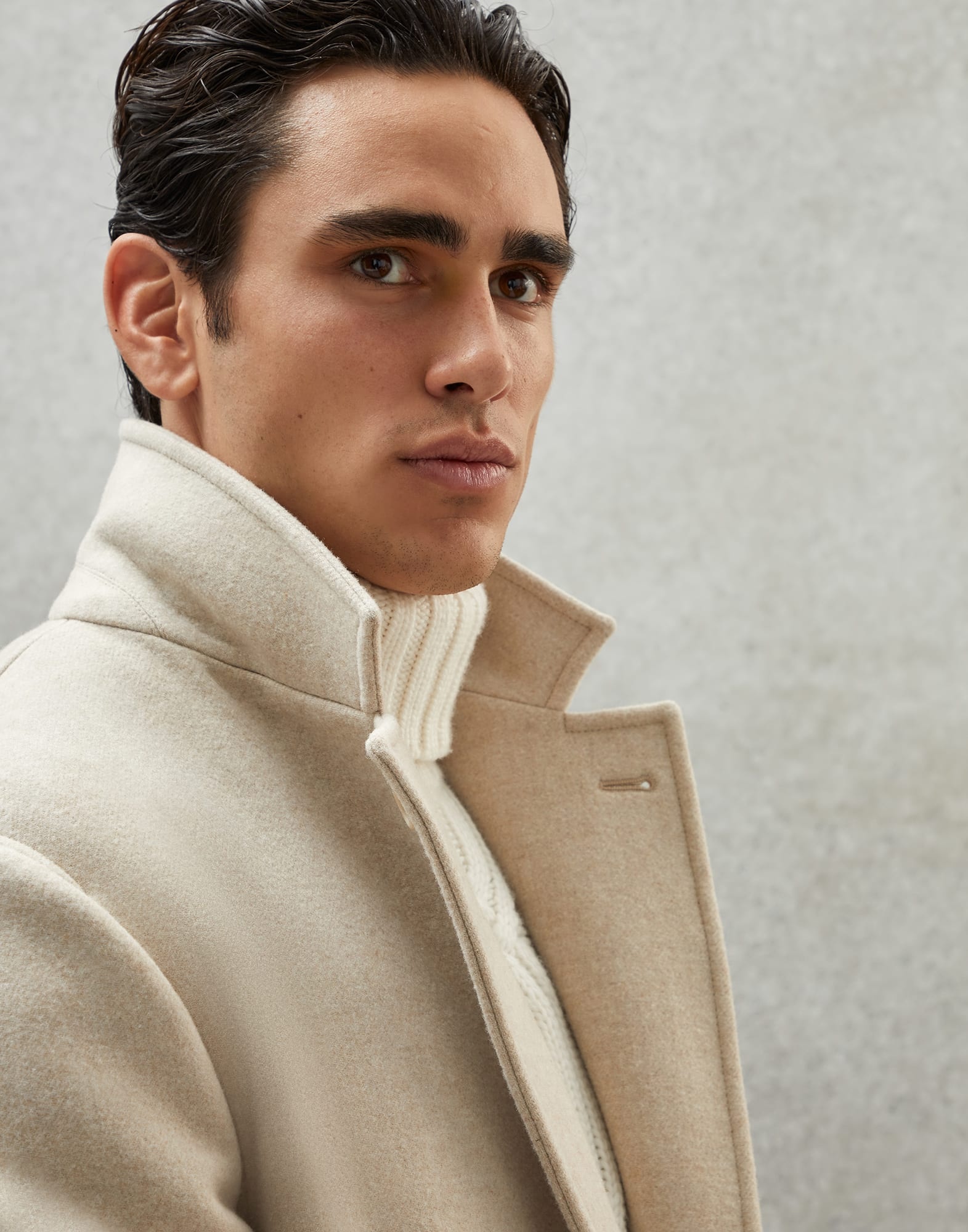 Virgin wool and cashmere double cloth soft fit coat - 3