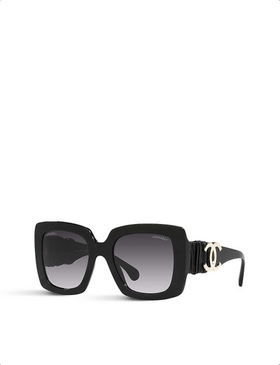 CHANEL CH5474Q square-frame leather and acetate sunglasses outlook