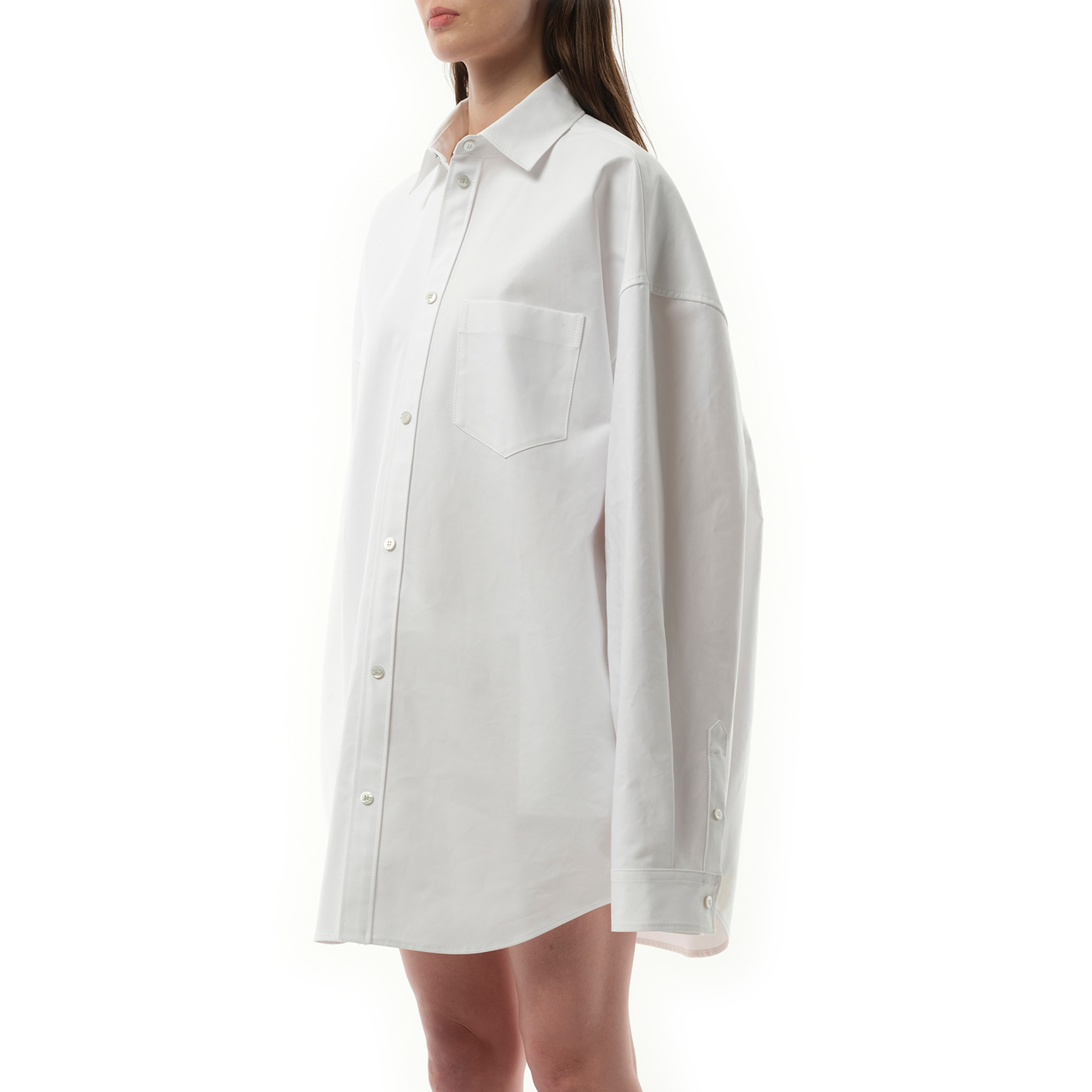 Cotton Poplin Outwear Shirt in White - 4