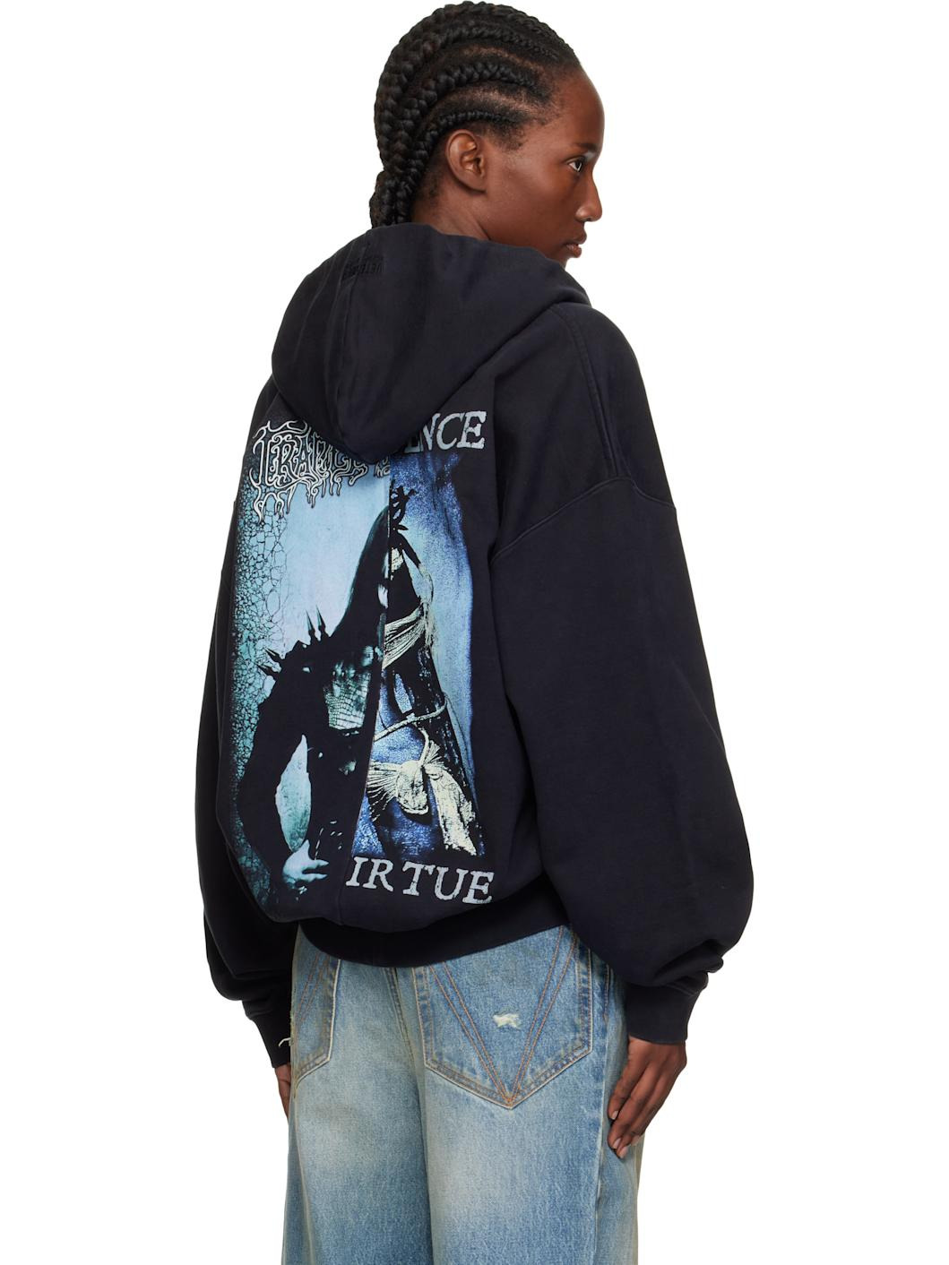 Black Cradle of Filth Cut-Up Oversized Zip-Up Hoodie - 3