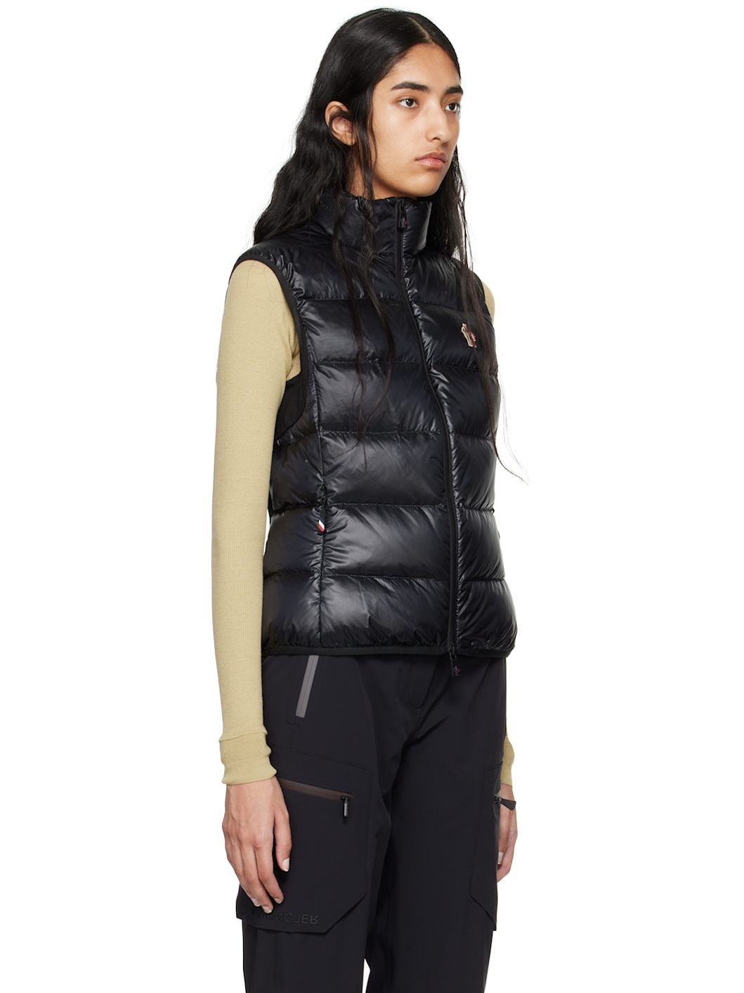 Black Logo Patch Down Vest - 2