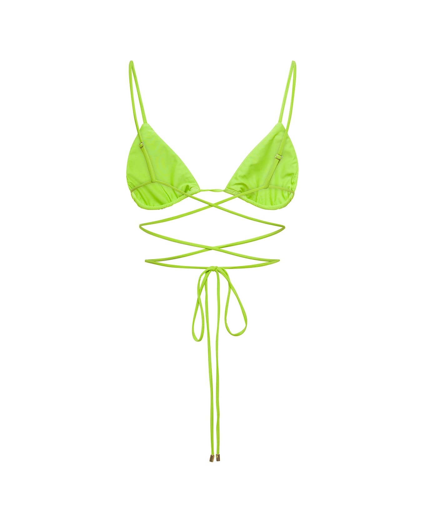Bikini Top With All-over Crystal Embellishment In Green Polyamide Woman - 2