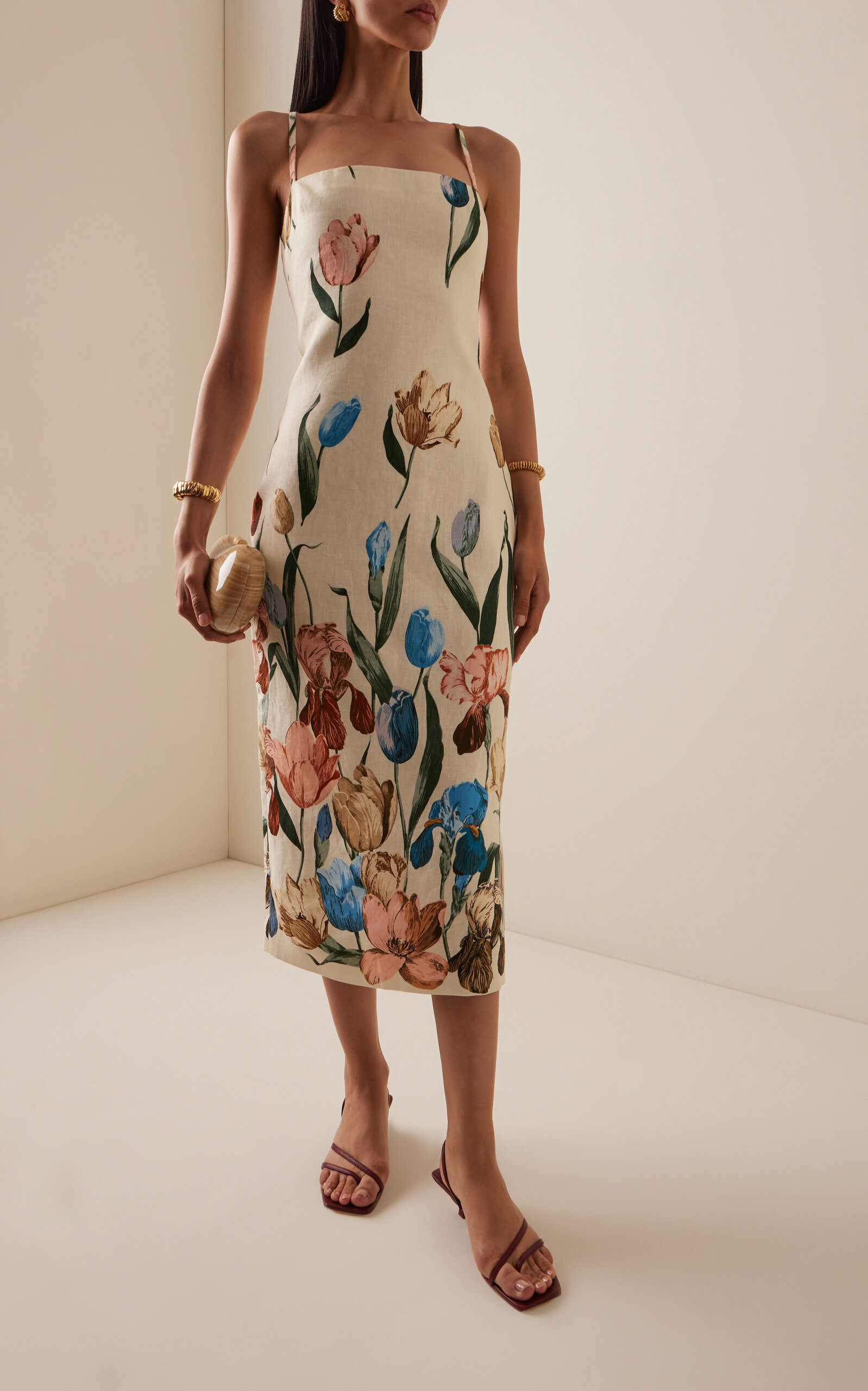 Dria Floral Linen Midi Dress floral - 2