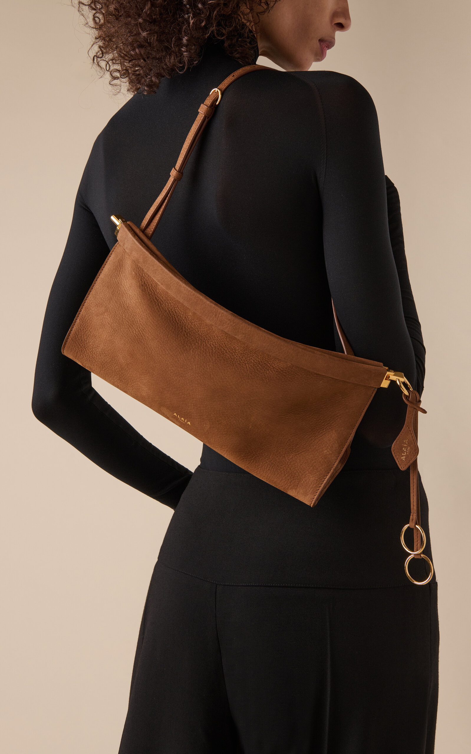 Le Click Medium Suede E/W Shoulder Bag brown - 2