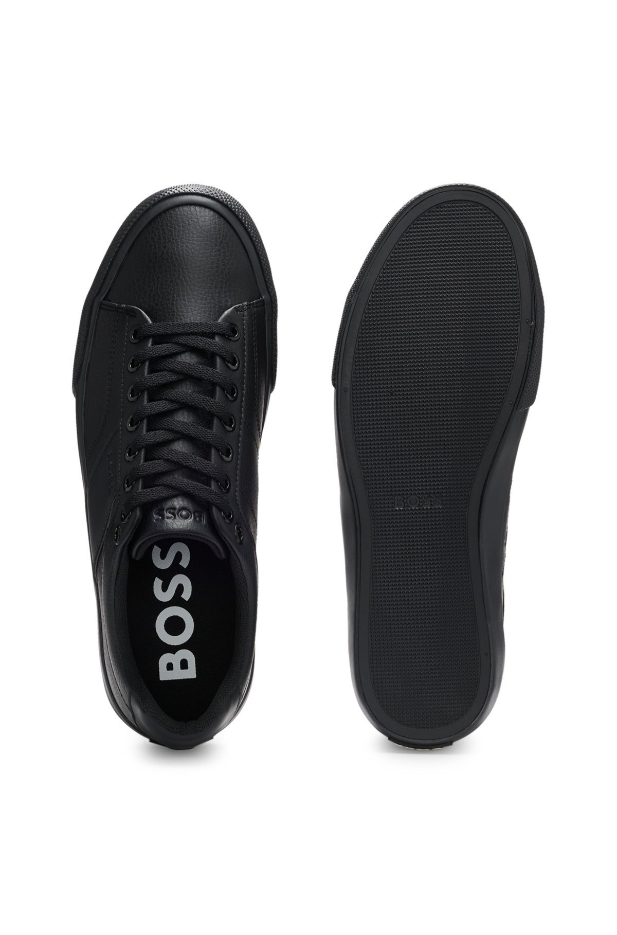 FAUX-LEATHER TRAINERS WITH PLAIN AND GRAINED TEXTURES - 4