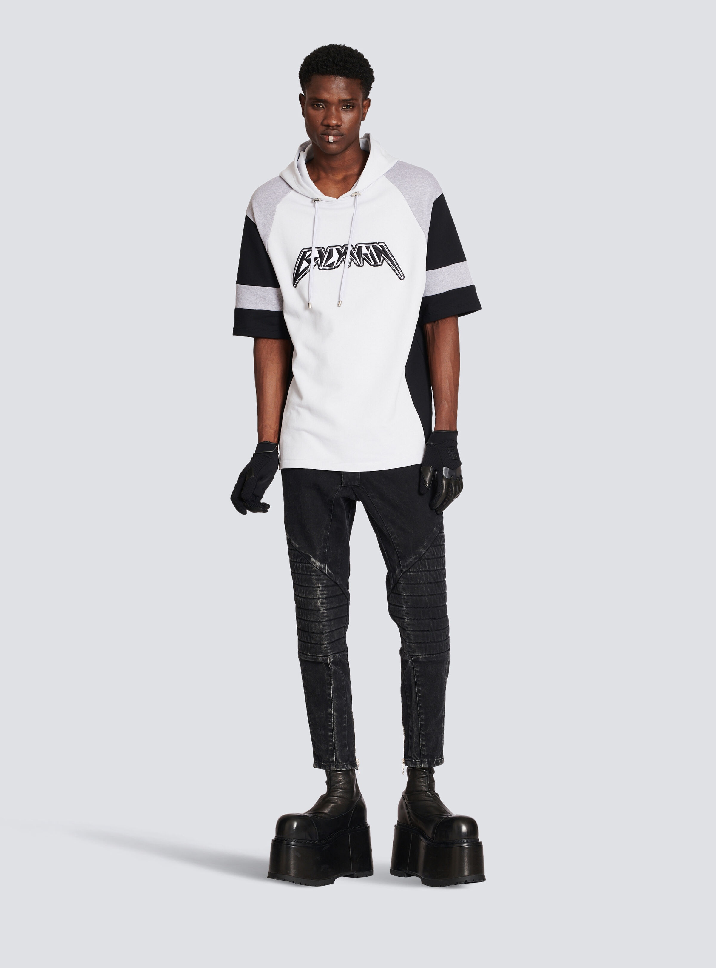 Oversized cotton hoodie with embroidered Balmain logo - 2
