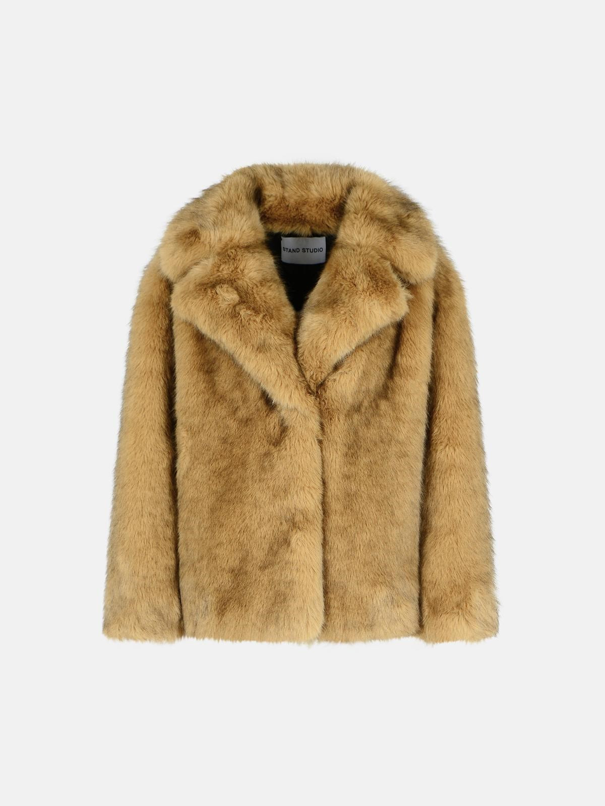 'VALENTINA' BROWN FAUX FUR JACKET - 1