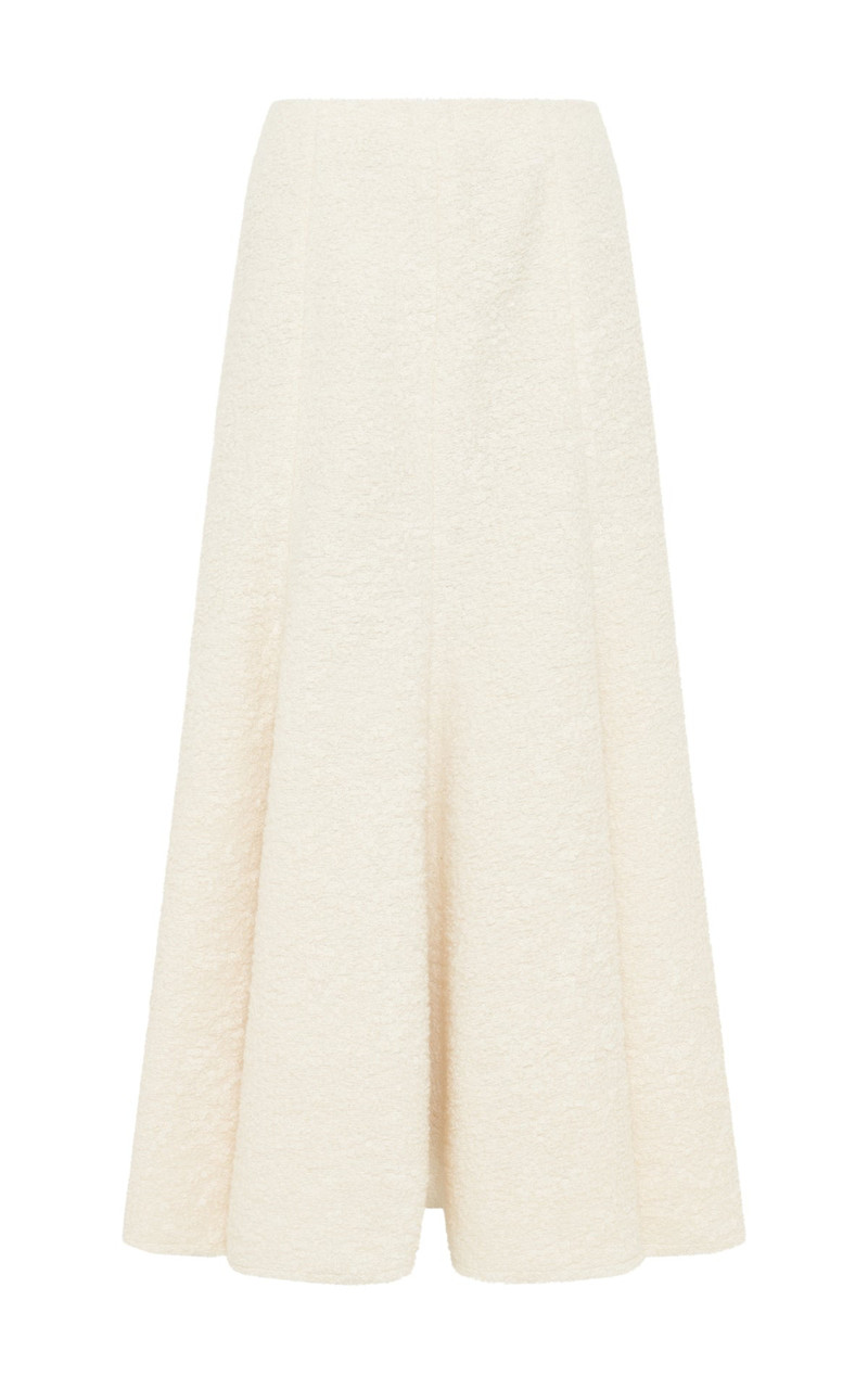 Amy Midi Skirt in Ivory Recycled Cashmere Boucle 1