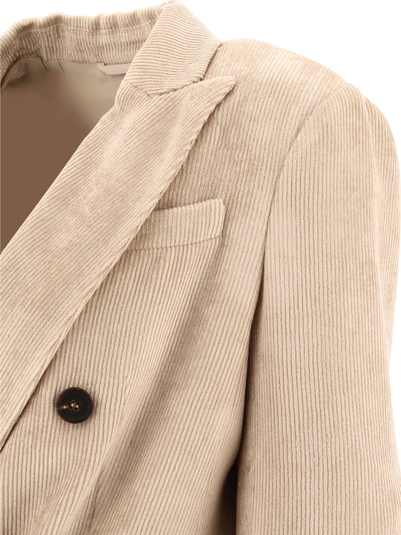 Hammered Corduroy Blazer With Monili Jackets Beige - 4