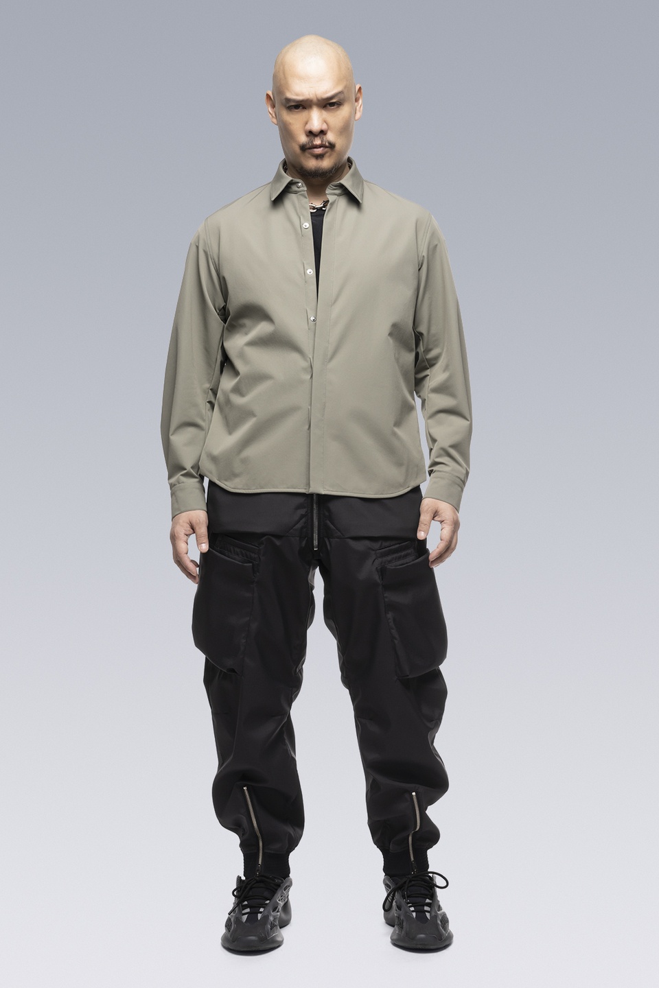 LA10-DS schoeller® Dryskin™  Press Button Shirt Jacket Alpha Green - 1