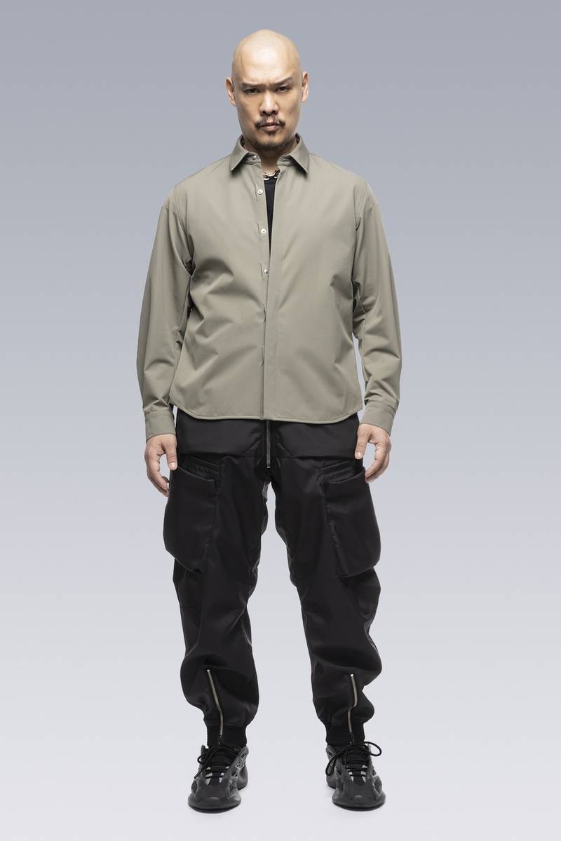 LA10-DS schoeller® Dryskin™ Press Button Shirt Jacket Alpha Green 1