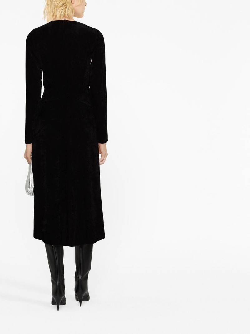 long-sleeved V-neck midi dress 4