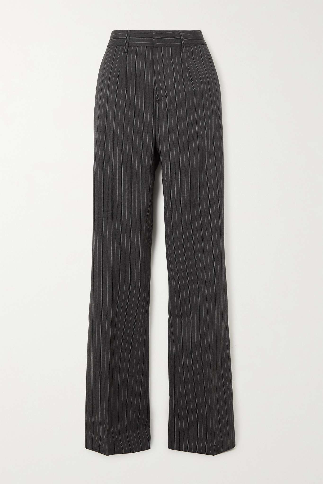 Striped wool-blend straight-leg pants - 1