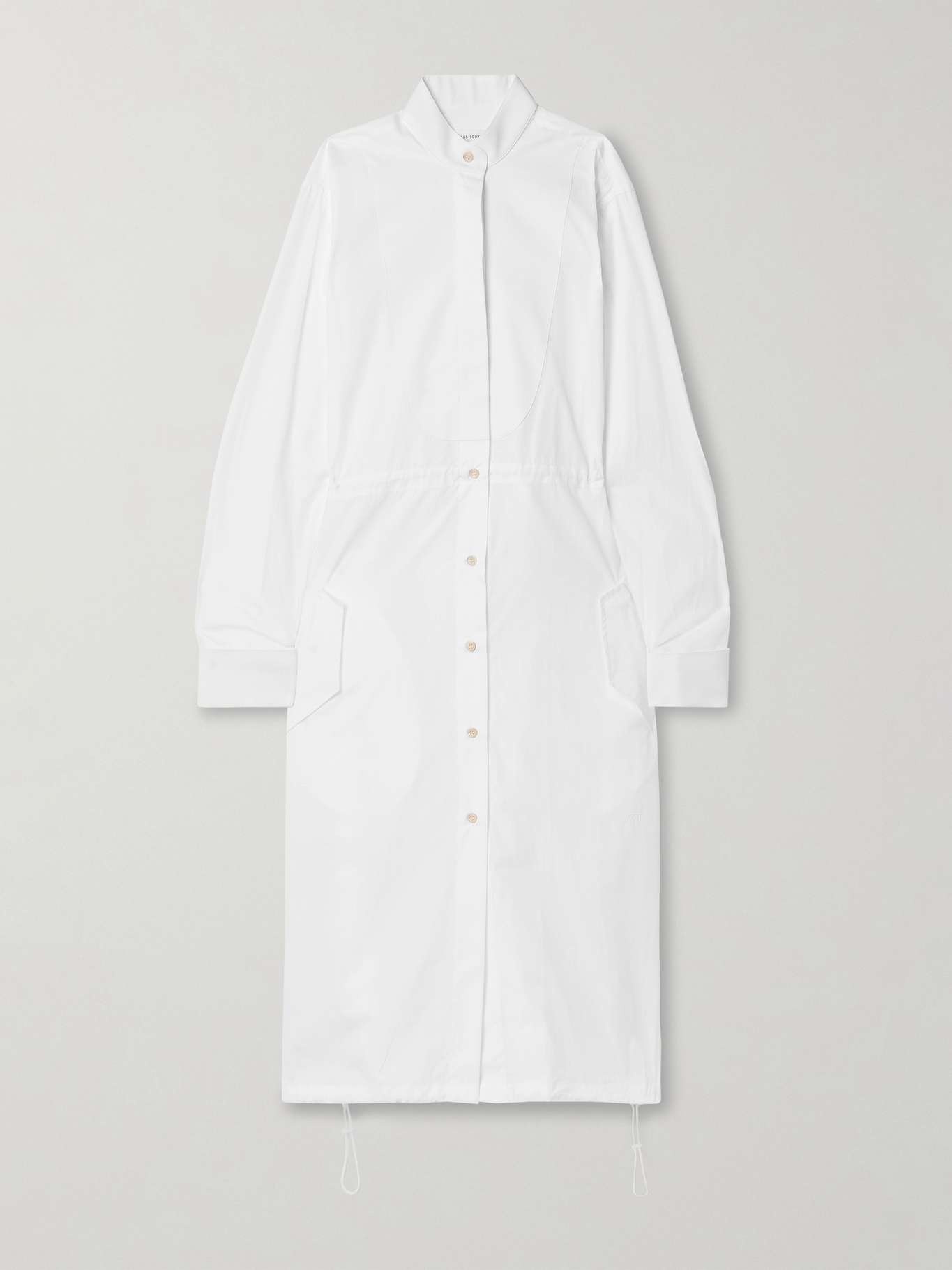 Piqué-trimmed cotton-poplin midi shirt dress - 1