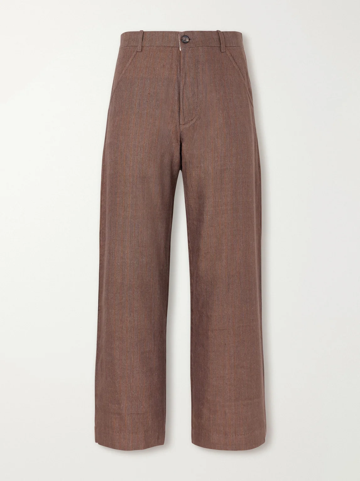 Straight-Leg Striped Linen Trousers - 1