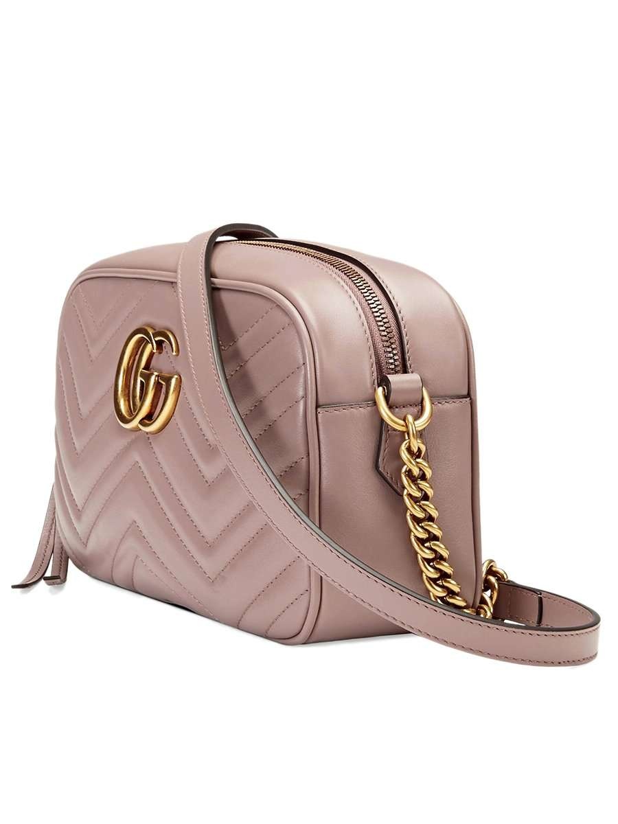 GG Marmont Small Matelassé Zipped Dusty Pink Shoulder Bag - 2